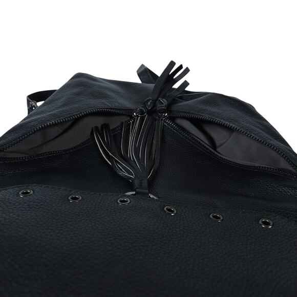 Hadaki Womens Leather Backpack Purse Black Tassel Fringe Convertible Boho Goth main image 4